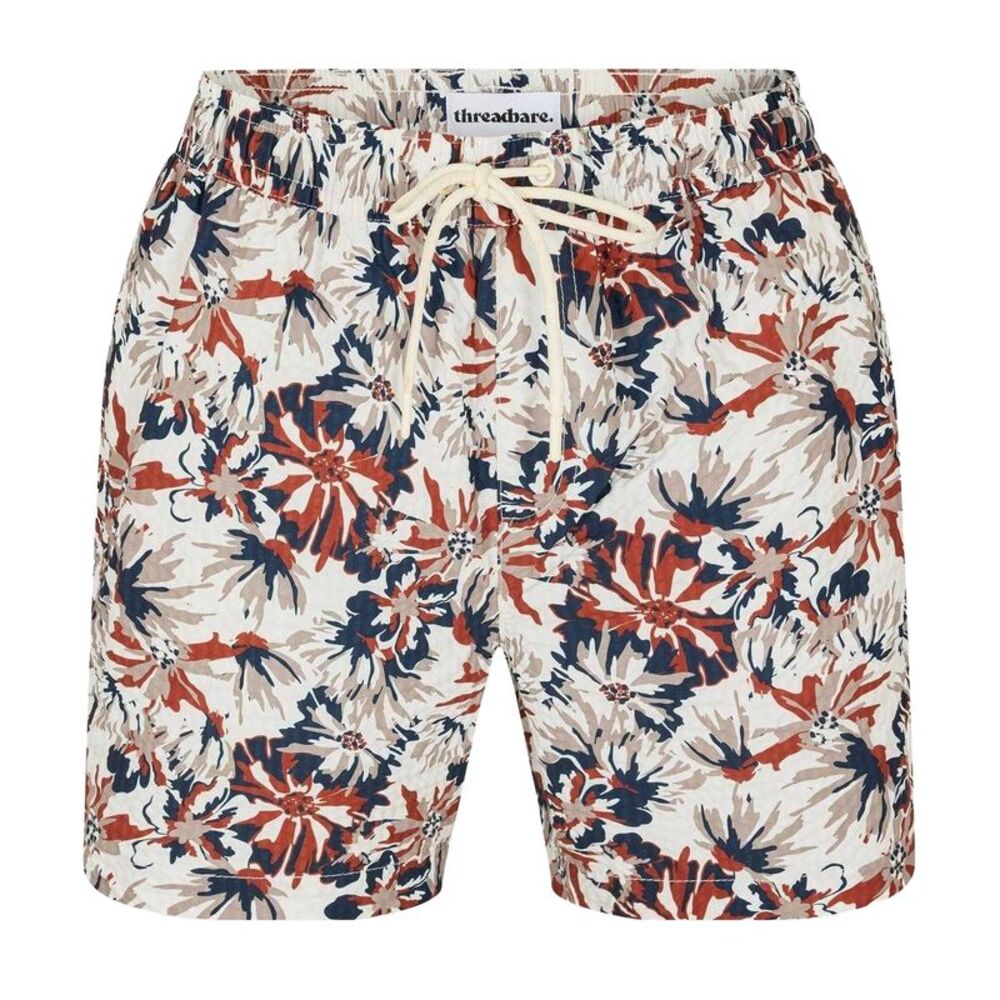 Threadbare Mens Tropical Swim Shorts / Cream